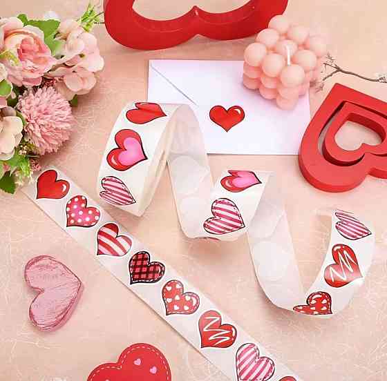 Наклейки у формі серця декоративні, набір 500 шт, 8 дизайнів Київ