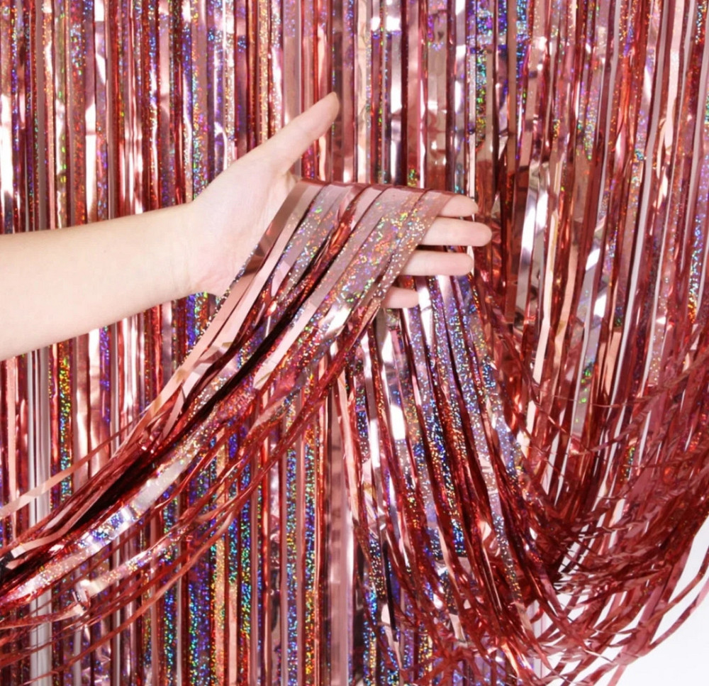 Штора дождь розовое золото голография 200*100 Киев - изображение 1