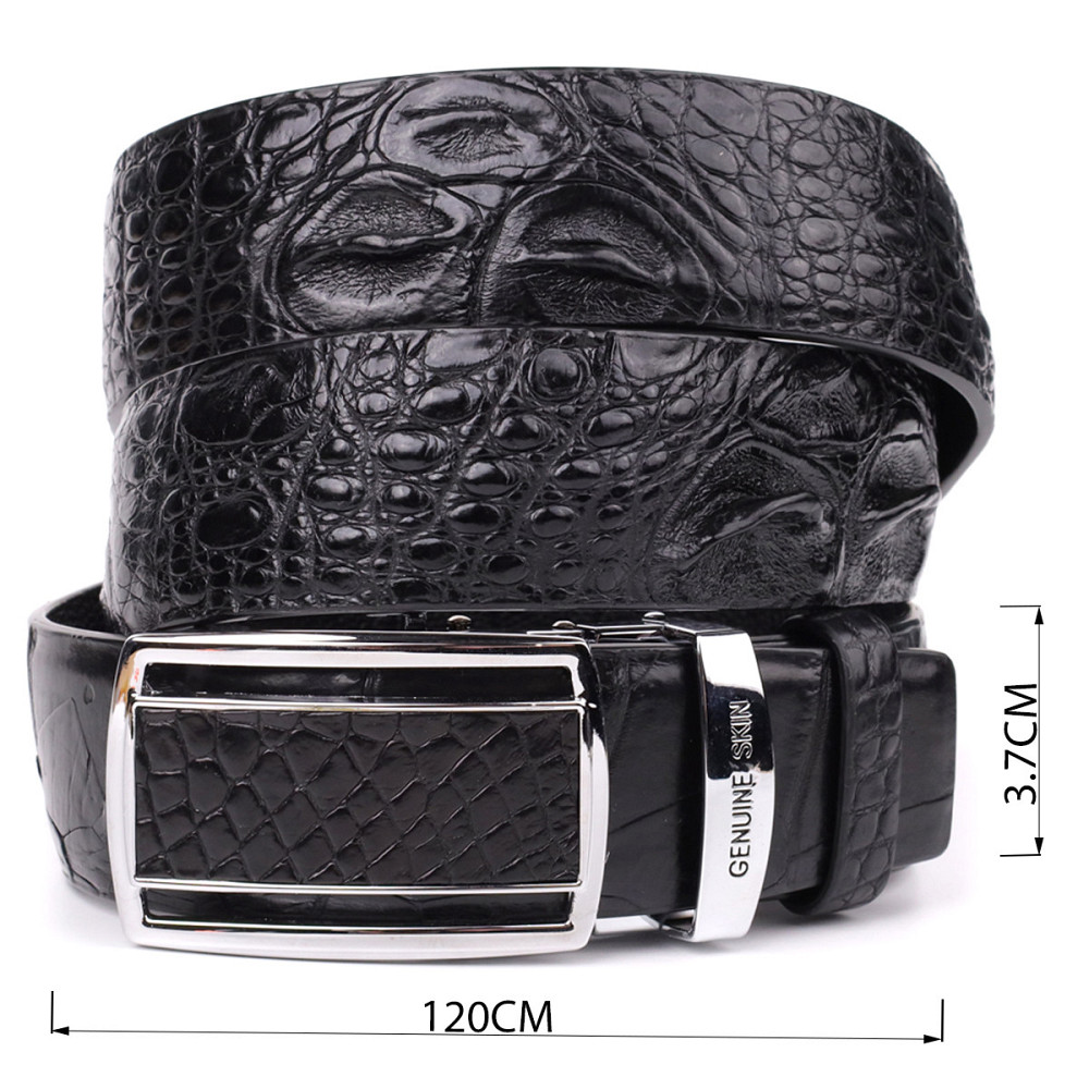 Ремінь-автомат CROCODILE LEATHER 18239 з натуральної шкіри крокодила Чорний Київ - фото 11