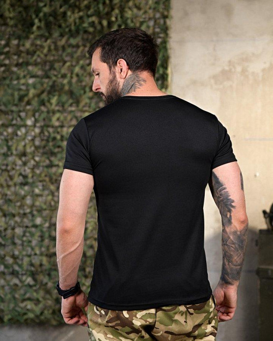 Тактична чоловіча потовідвідна футболка принт Донбас чорна Одеса - фото 3