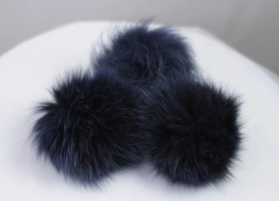 Помпони з натурального хутра песця на шапку 10-12см Темно-синій Харків