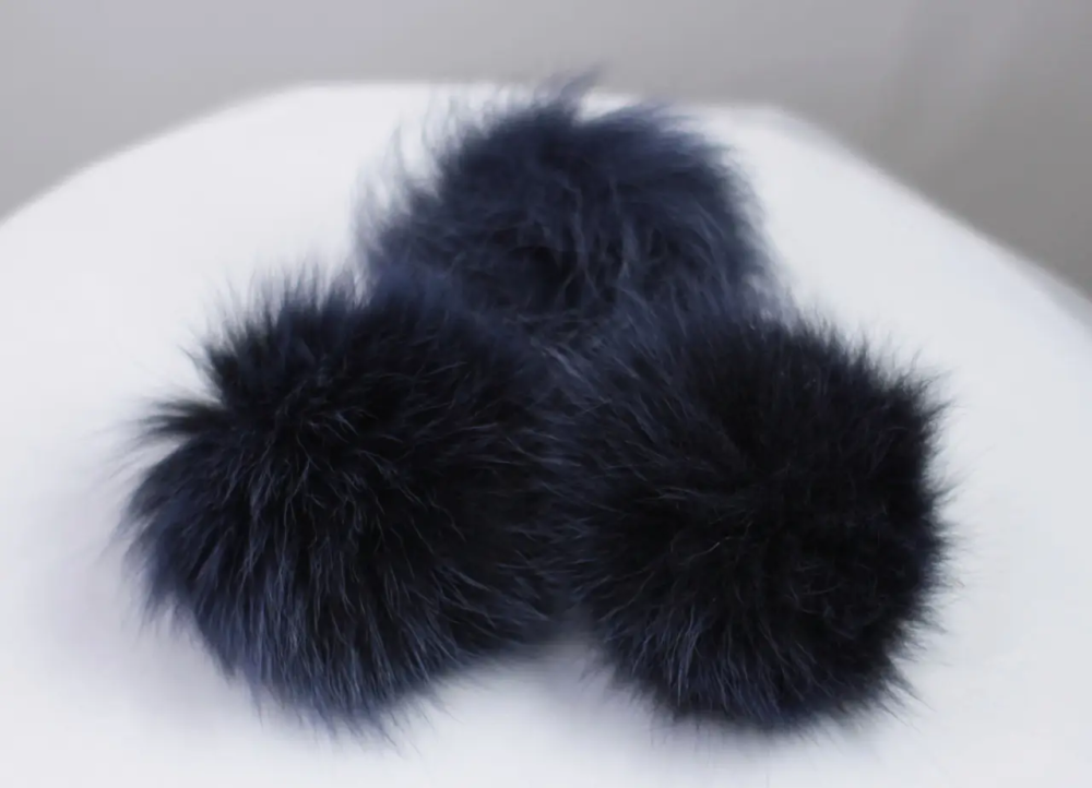 Помпоны из натурального меха песца на шапку 10-12см Темно-cиний Харьков - изображение 2
