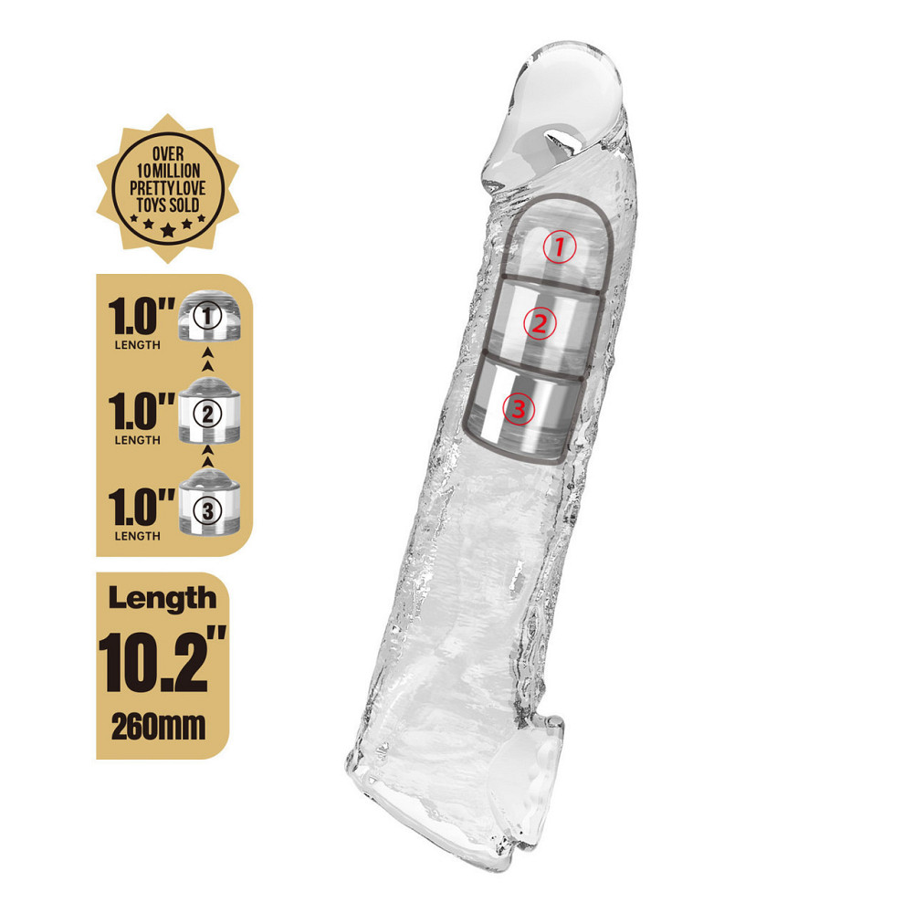 Подовжуюча насадка Pretty Love - Silas Penis Sleeve Clear, BI-026279M Sex Aura Київ - фото 2