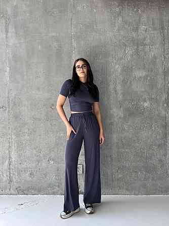 Женский прогулочный костюм двойка: футболка и штаны вискоза 44/46, Графит Одесса