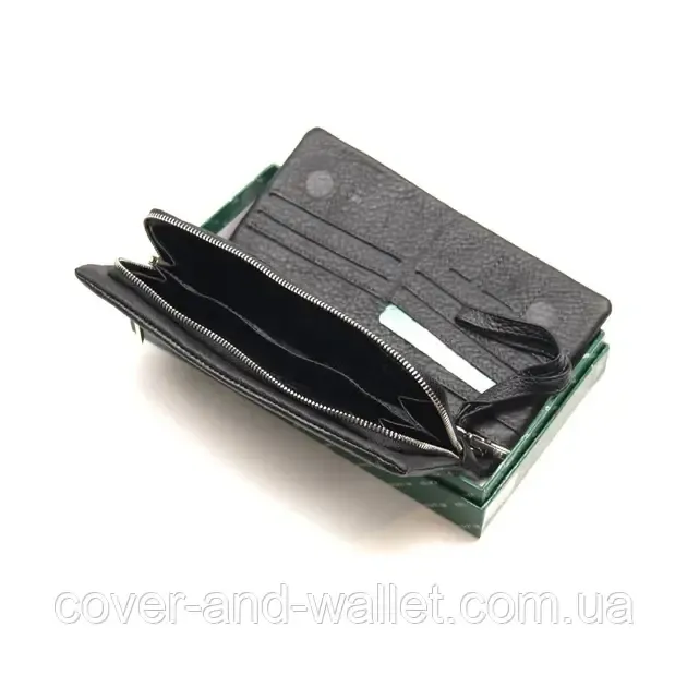 Великий шкіряний чоловічий гаманець клатч на магнітах та блискавці MD Leather Київ - фото 9