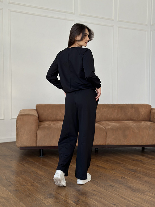 Жіночий спортивний костюм із широкими штанами Чорний M/L Харків - фото 6