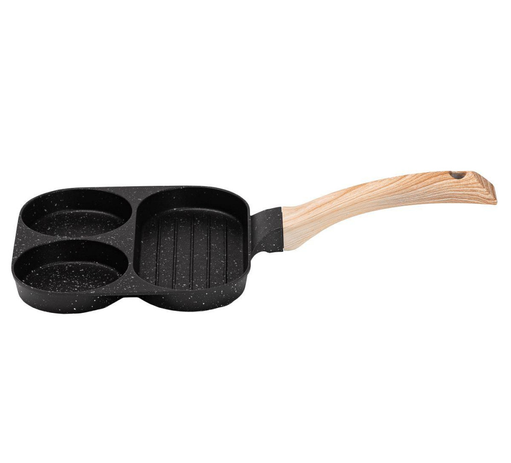 Сковорода квадратна порційна на 3 секції з антипригарним покриттям чорна HP39571B Київ - фото 2