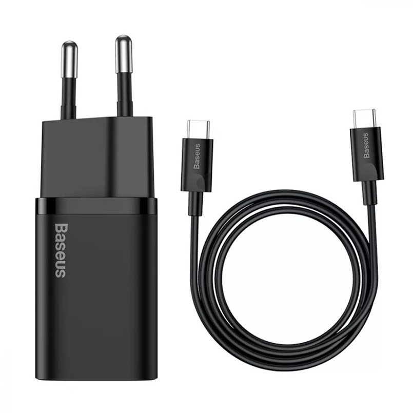 Сетевое зарядное устройство Baseus Super Silicone PD Charger 25W Cable Type-C to Type-C 3A (1m) черный Львов - изображение 2