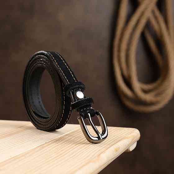 Замшевый женский ремень Vintage 20764 Черный Киев