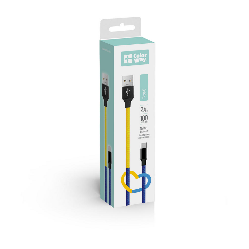 Кабель USB Type-C ColorWay CW-CBUC052-BLY 2,4A 1м синій/жовтий Житомир