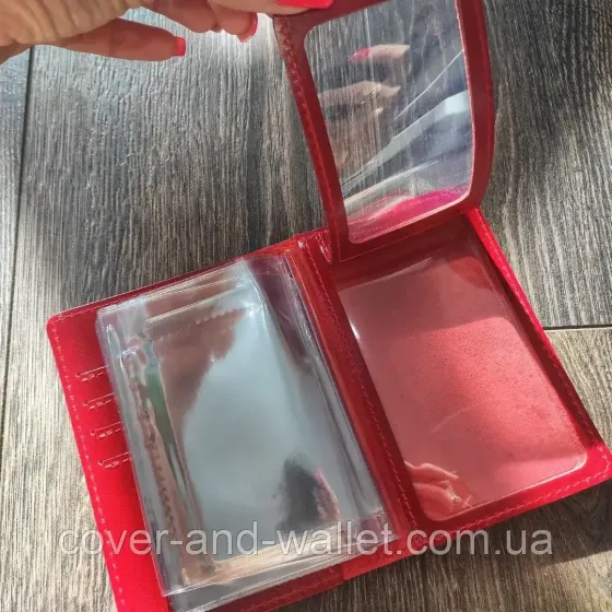 Женская красная кожаная обложка для водительских документов ST Leather Яловка Киев