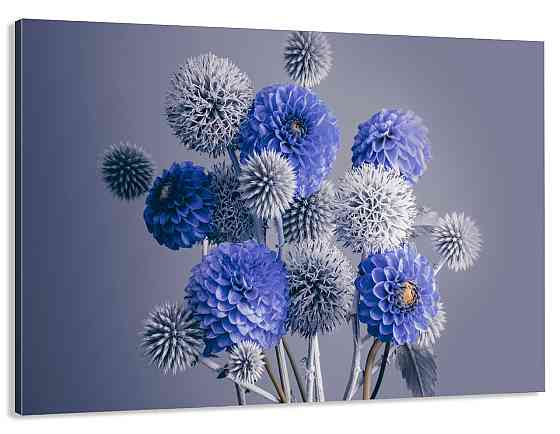 Картина холст у вітальню / спальню Сині квіти    MLP_45  ( 60х30см ) 70x140 см Київ