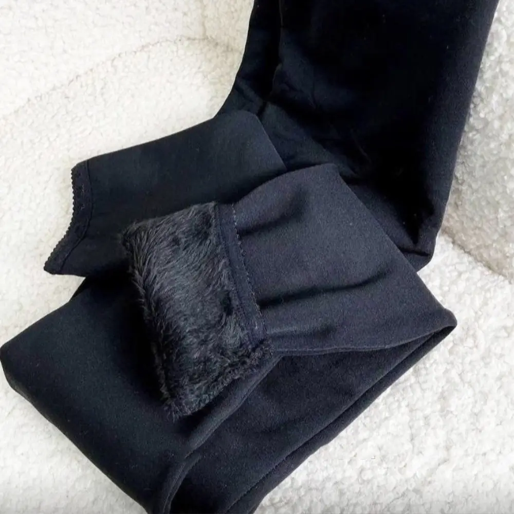 Безшовні теплі лосини з хутром, 48-56 розмір, Чорні / Жіночі утеплені зимові лосини Київ - фото 7