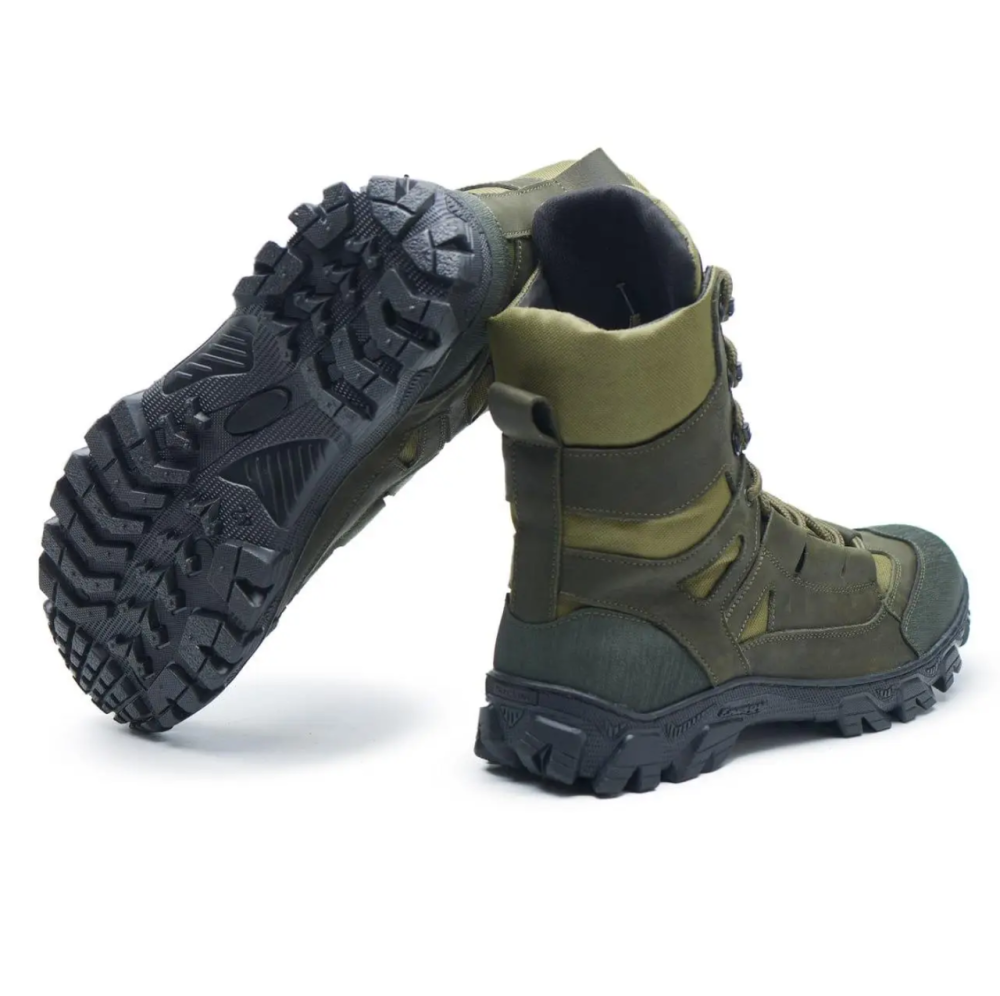 Чоловічі військові шкіряні берці демісезонні хакі, тактичні  якісні водостійкі шкіряні берці весна осінь Львів - фото 2