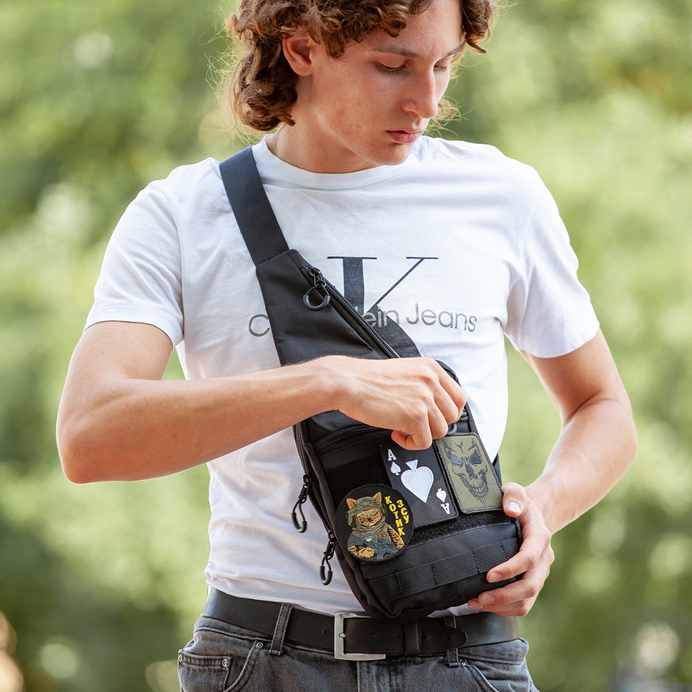 Практична сумка-месенджер, Чоловіча сумка планшет з накладним кишенею, Сумка для активного використання YF-51 Львів - фото 1