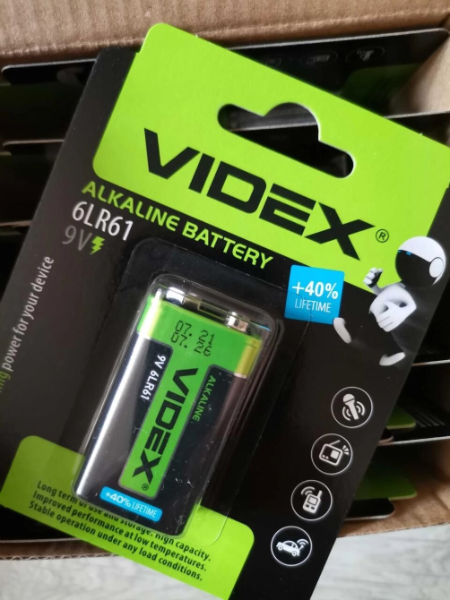 Батарейка Крона VIDEX 9В для приборов и сигнализации Киев - изображение 1