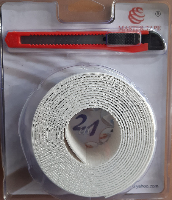 Бордюрна стрічка для ванної 41 мм x 3.0 м силіконова+ніж "Master Tape" Павлоград - фото 1