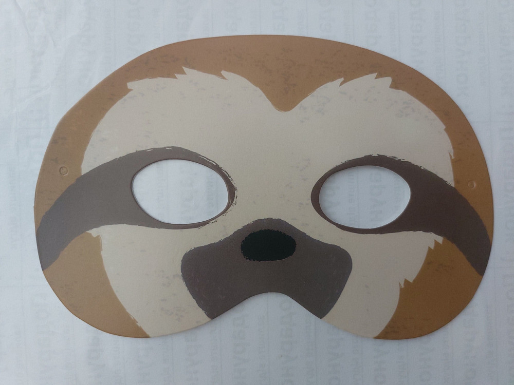 Дитяча маска Лінивець із картону 18 на 11 см коричневий Київ - фото 1