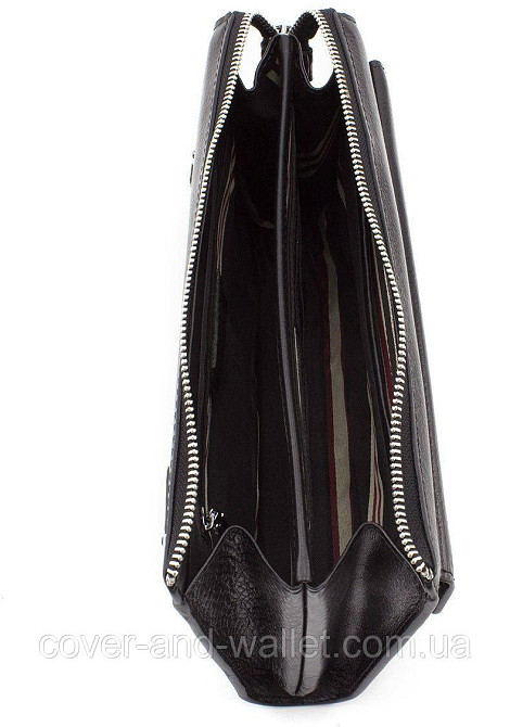 Черная кожаная барсетка клатч на молнии из натуральной кожи Marco Coverna 8543-3 Киев - изображение 4