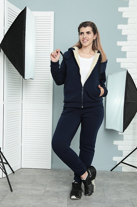 Зимовий спортивний костюм на хутрі "Nord" оптом | Батал Темно-синій, 50-52 Київ - фото 1