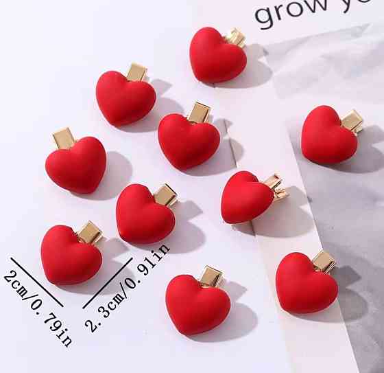 Набор заколок для волос 10 шт сердечки красные, клипсы декоративные для девочек Киев