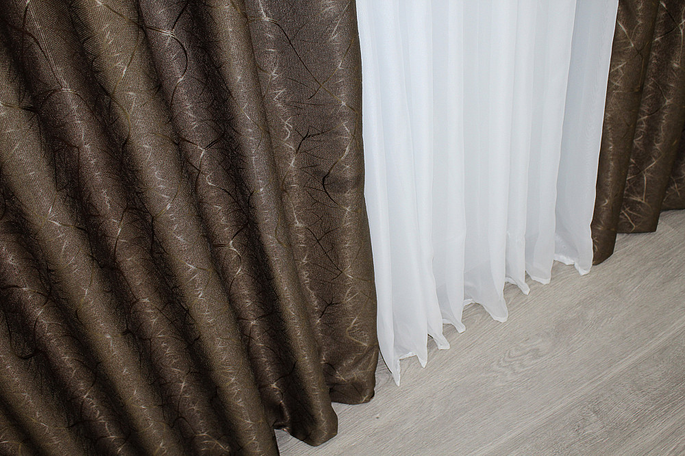 Шторна тканина льон рогожка, колекція "Савана" колір коричневий 688ш Київ - фото 8