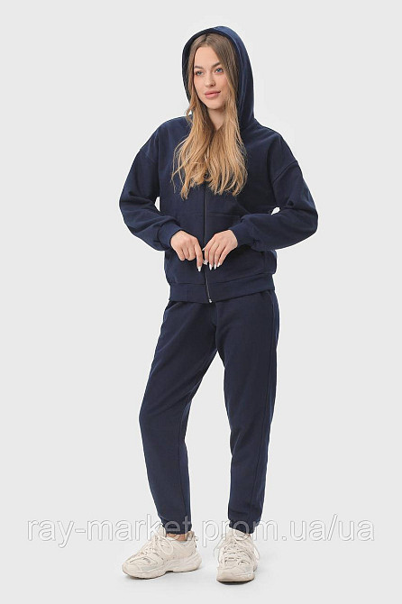 Костюм женский худи на молнии и брюки темно-синий RAY PREMIUM LOOSE U0809 (U0809W-Navy Blue) 3XL Киев - изображение 2