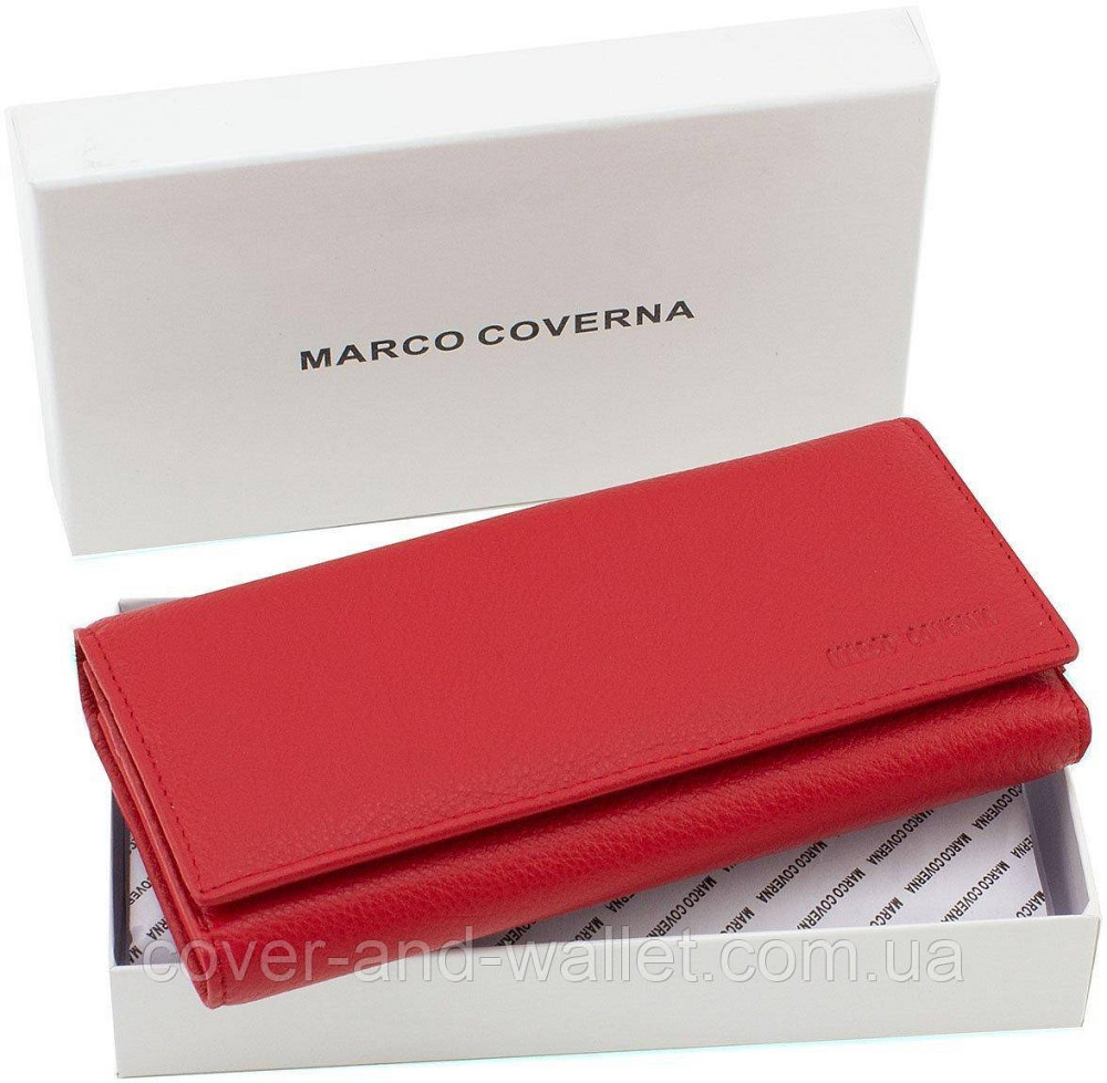 Качественный женский кожаный кошелек на магнитах Marco Coverna Красный Киев - изображение 7