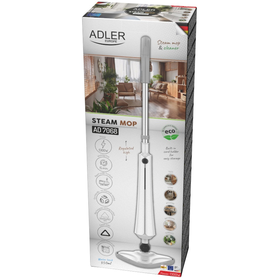 Парова швабра Adler AD 7068 1300Вт/ 350мл/ 23 г/хв/ біла Вінниця - фото 4