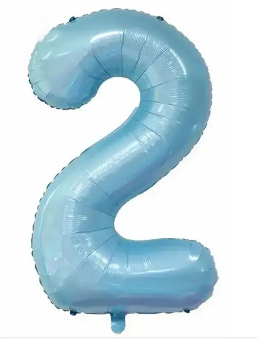 Цифра фольгирована 2 голубая 30