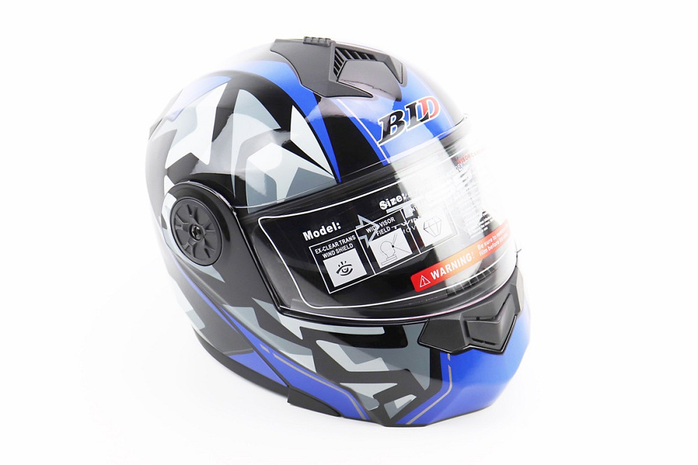 Шолом модуляр, закритий з відкидним підборіддям+відкидні окуляри BLD-159 М (57-58см), ЧОРНО-СИНІЙ Киев - изображение 1