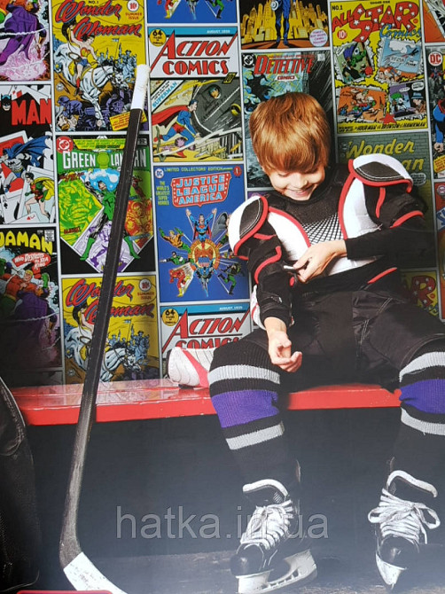 Шпалери вінілові на флізеліні AdaWall Ada Kids метрові дитячі афіші написи коміксів супергерой Київ - фото 1