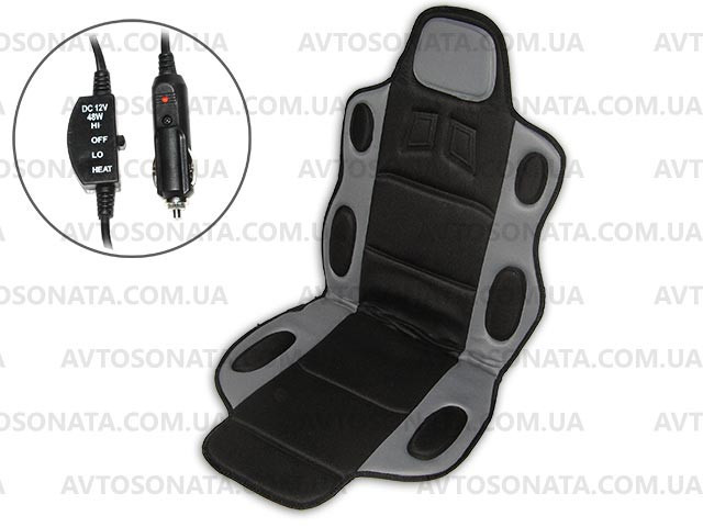 Накидка на сидіння з підігрівом 19002 GY/BK висока сер+чорн. Вінниця - фото 2