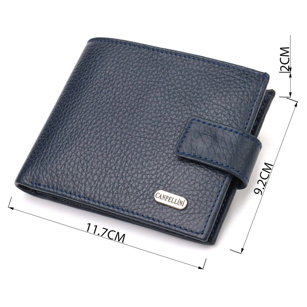 Привлекательный горизонтальный кошелек для мужчин из натуральной кожи флотар Синий (CANPELLINI) Киев - изображение 7
