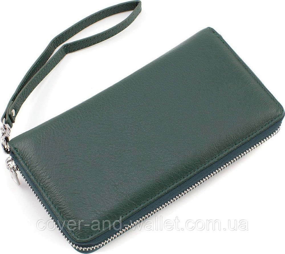 Зелений шкіряний жіночий гаманець клатч з ремінцем Marco Coverna MC 6054-7 Київ - фото 2