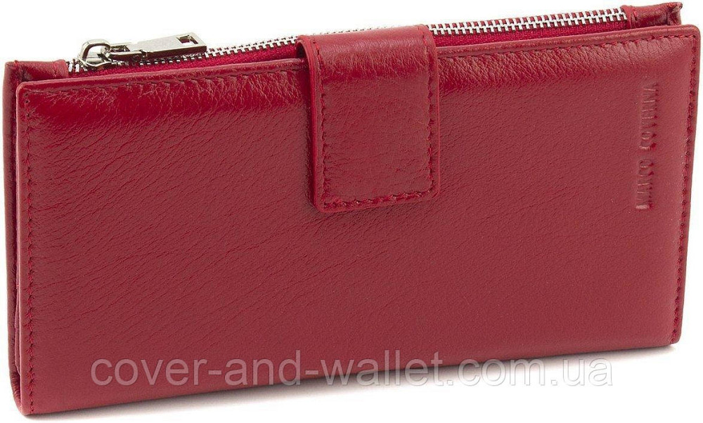 Червоний жіночий купюрник вертикального формату із натуральної шкіри на магнітах Marco Coverna Київ - фото 2