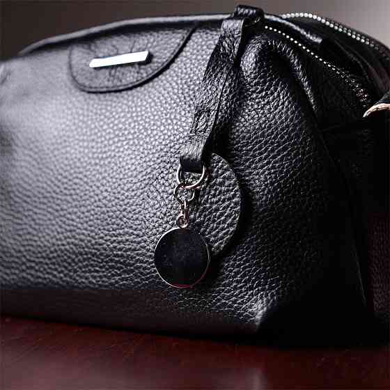 Сумка на два відділення з натуральної шкіри Чорна (Vintage) Київ