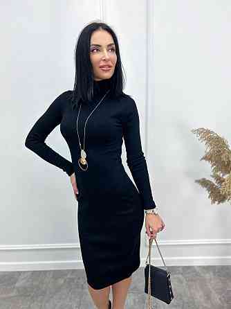 Жіноче плаття-гольф в рубчик "Marie" оптом | Норма Чорний, 46-48 Київ