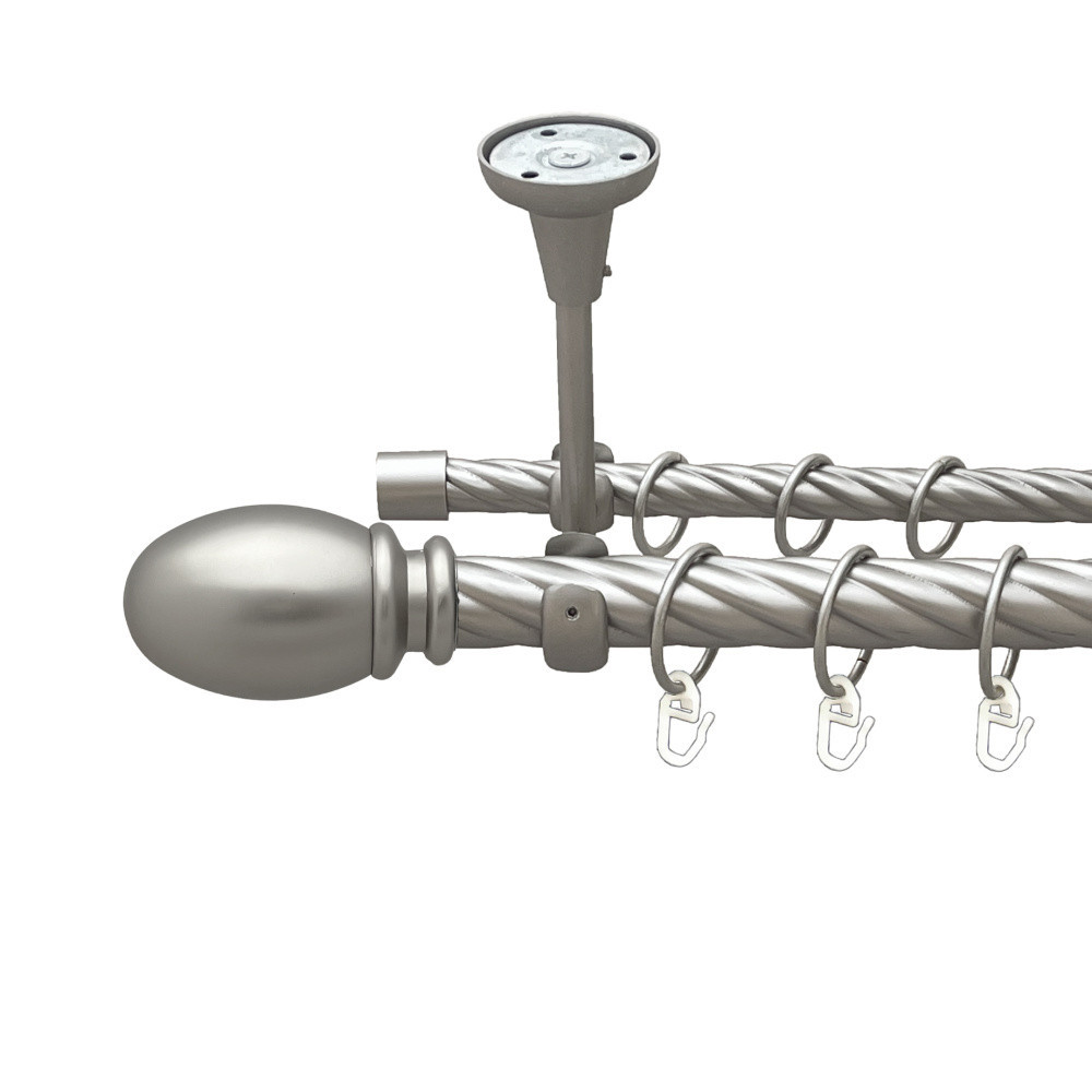 Карниз Orvit Белуно металевий дворядний відкритий до стелі скручена труба кільце металеве Сатин 25\16 мм 160 Львов - изображение 1