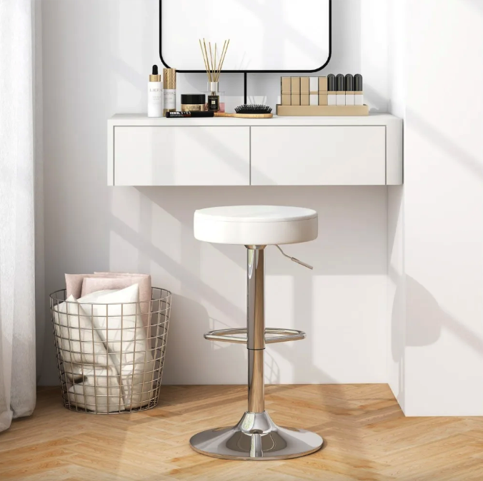 Комплект барних стільців Costway Loreto з круглим сидінням білий Київ - фото 5