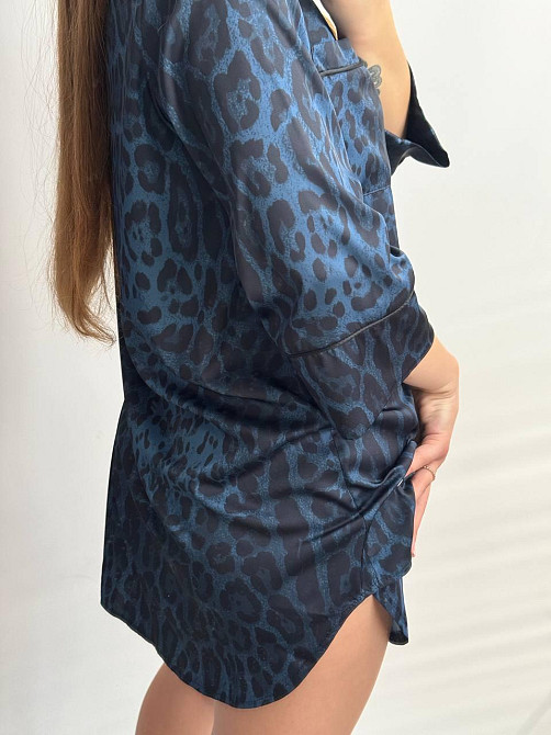 Женская ночная рубашка сатиновая Синий Лео L Харьков - изображение 4