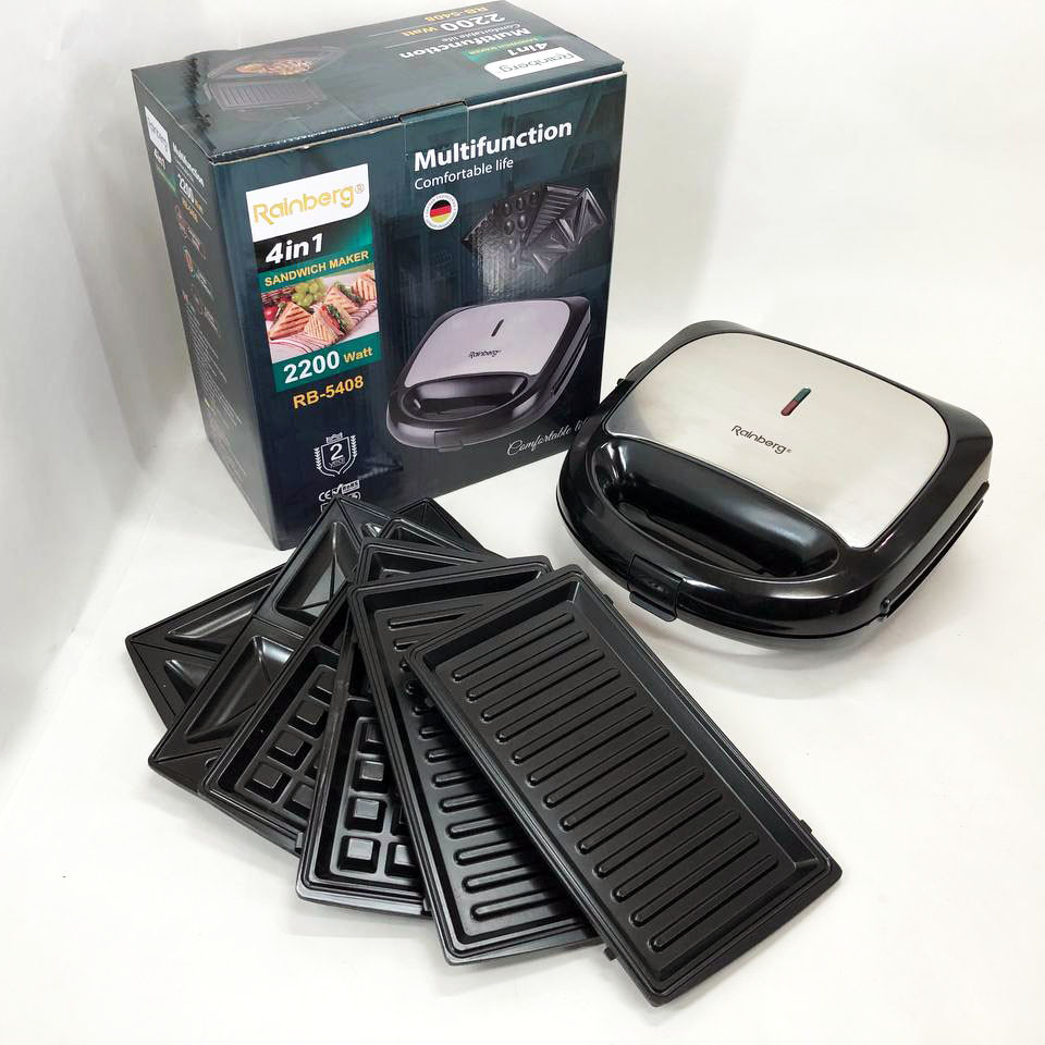 Сендвічниця бутербродниця зі змінними панелями, Гриль решітка для смаження м'яса, Сендвічниця 4в1 BO-63 Івано-Франківськ - фото 3