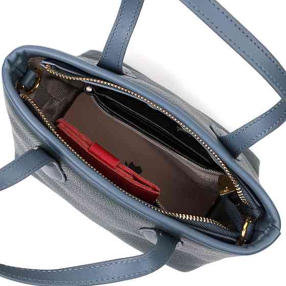 Элегантная сумка с двумя ручками из натуральной кожи Vintage 22282 Голубая Киев