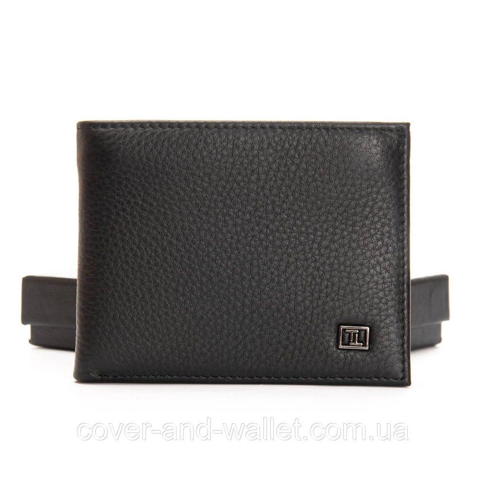 Невеликий чоловічий гаманець чорного кольору з натуральної шкіри Bretton Київ - фото 2