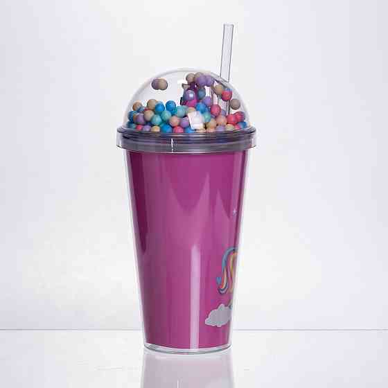 Yiwu пластикова склянка з трубочкою та кришкою 400 (мл) багаторазова пластикова склянка Малинов Коломыя