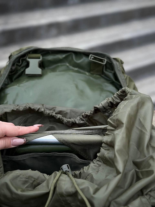 Водонепроникний тактичний рюкзак олива з матеріалу Оксфорд, анатомічні лямки, система Molle Львів - фото 5