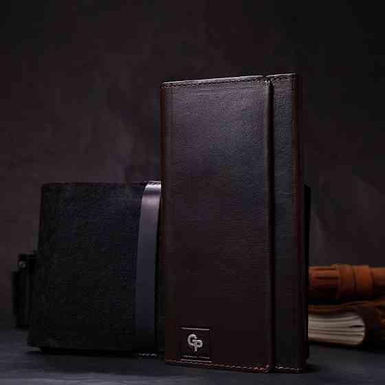 Вертикальний гаманець із відділенням для телефону з натуральної шкіри GRANDE PELLE 11645 Коричневий Київ