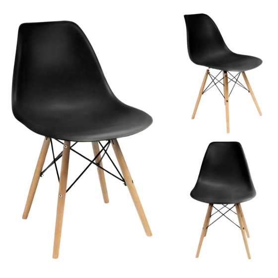 Стілець Eva Jumi у скандинавському стилі з дерев'яними ніжками чорний Київ