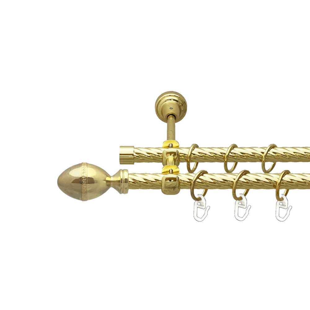 Карниз Orvit Фарже металевий дворядний відкритий скручена труба кільце металеве Золото 16\16 мм 300 см (00-00025011) Львів - фото 1