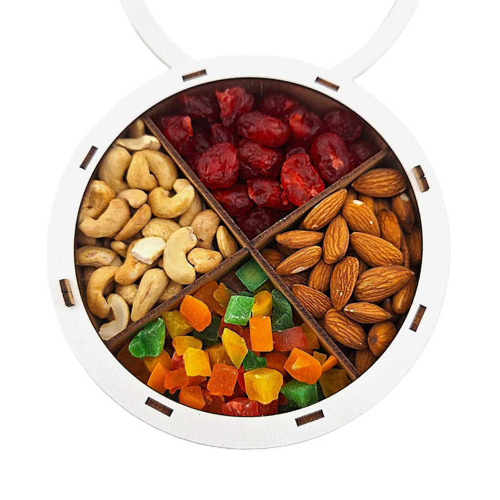 Суміш горіхів і сухофрукти 350 грамів, в круглій дерев'яній коробці. Одеса - фото 4